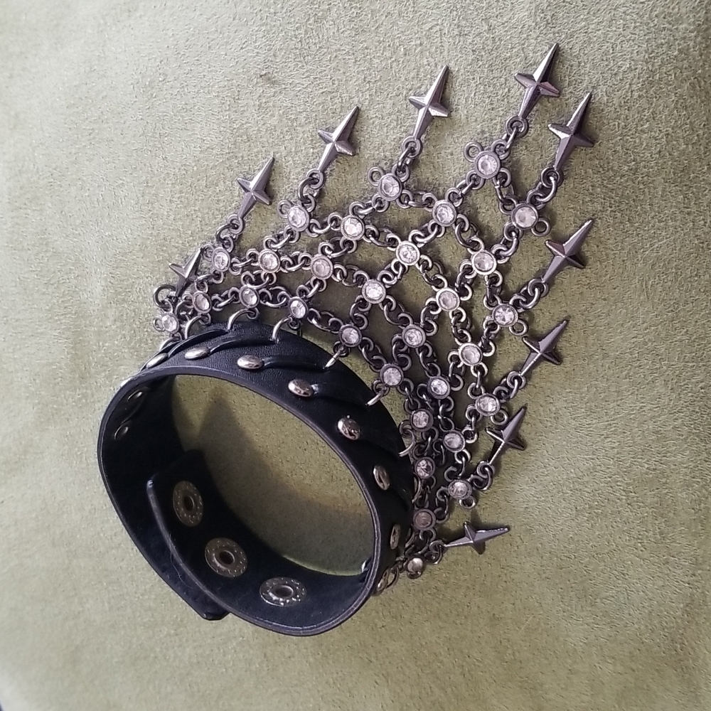 Leather and Metal Mesh Bracelet